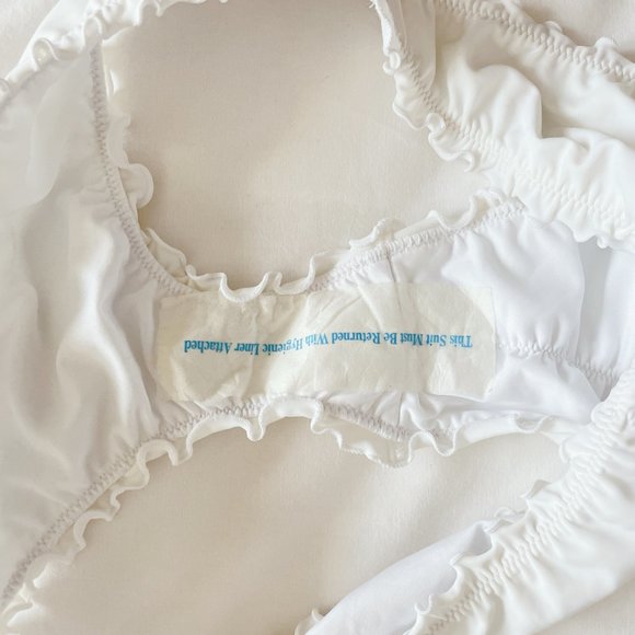 Shade & Shore NWT white Ruffle Cheeky Bikini Bottom large bathing suit swim - Picture 12 of 13